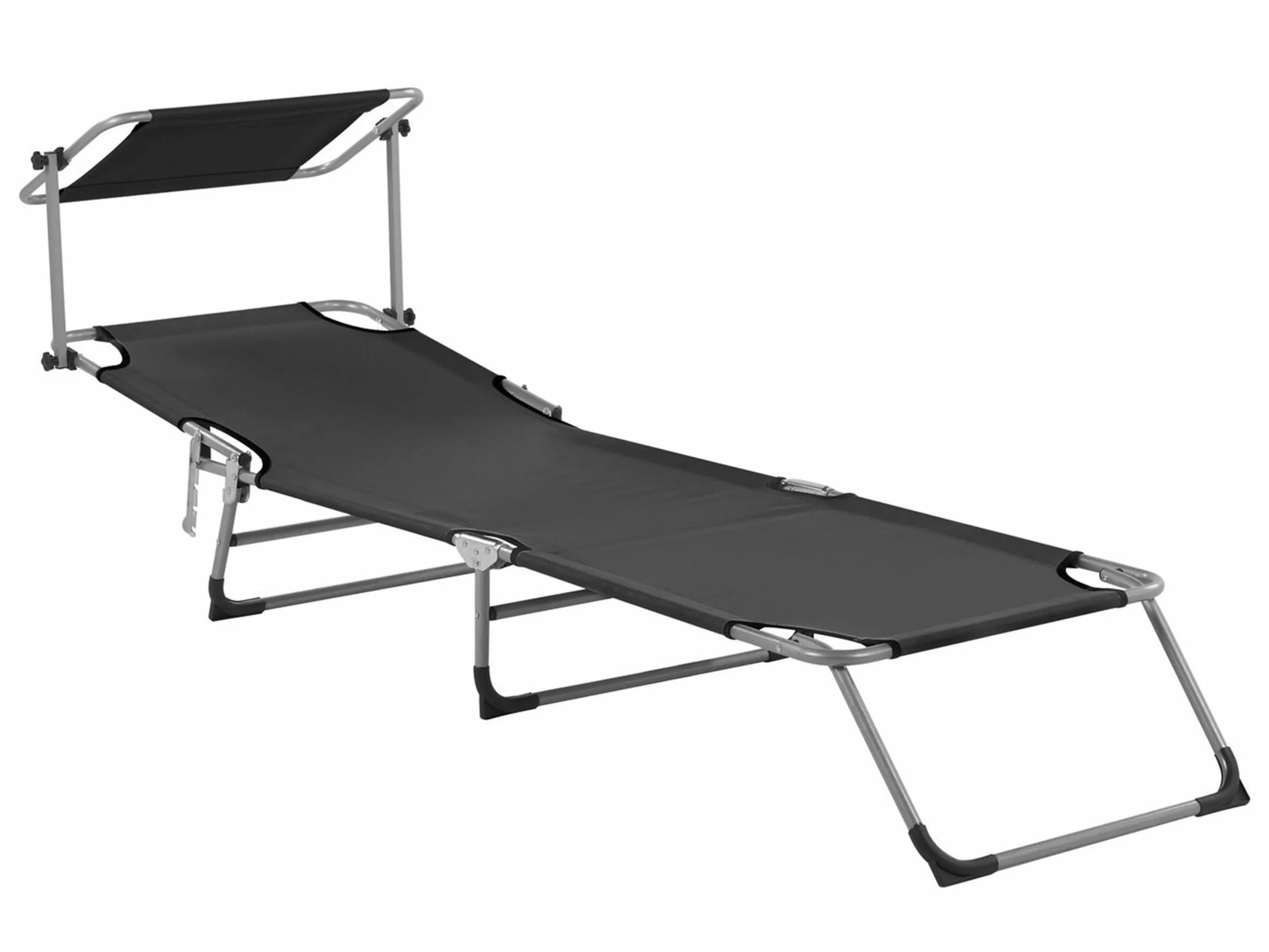 Beliani Leżak Ogrodowy Z Daszkiem Czarny FOLIGNO - obrazek 6
