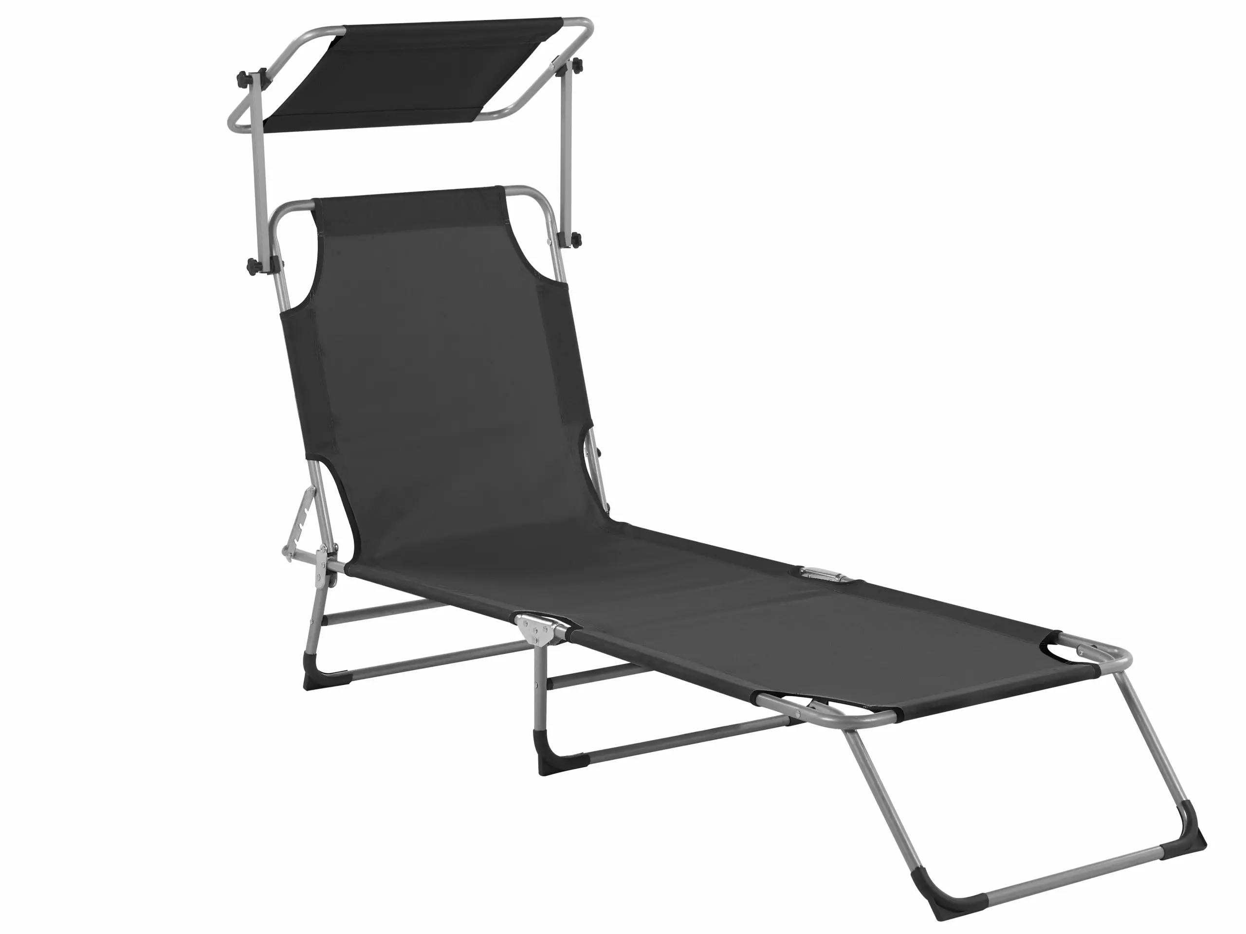 Beliani Leżak Ogrodowy Z Daszkiem Czarny FOLIGNO - obrazek 3