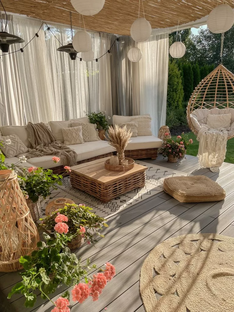 Beliani Zestaw Ogrodowy Rattanowy 4-osobowy Lewostronny Naturalny VARALLO - obrazek 7