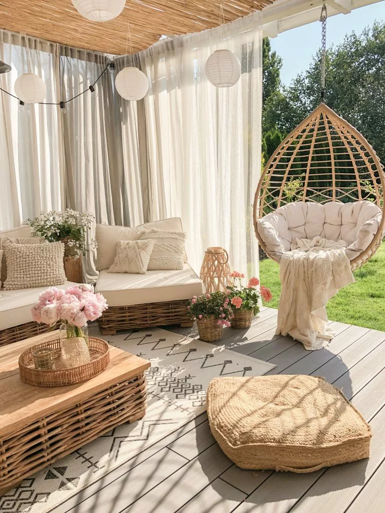 Beliani Zestaw Ogrodowy Rattanowy 4-osobowy Lewostronny Naturalny VARALLO - obrazek 8