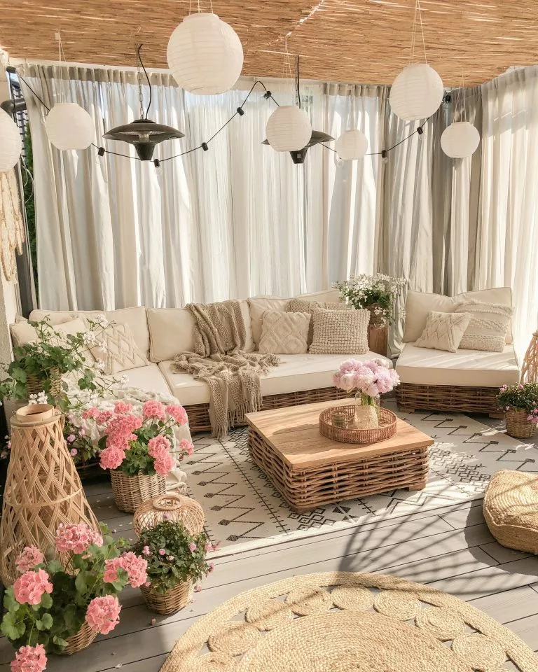 Beliani Zestaw Ogrodowy Rattanowy 4-osobowy Lewostronny Naturalny VARALLO - obrazek 9