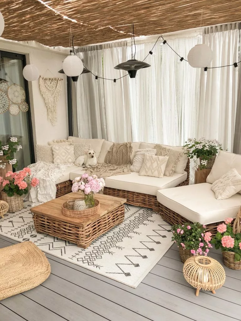 Beliani Zestaw Ogrodowy Rattanowy 4-osobowy Lewostronny Naturalny VARALLO - obrazek 10