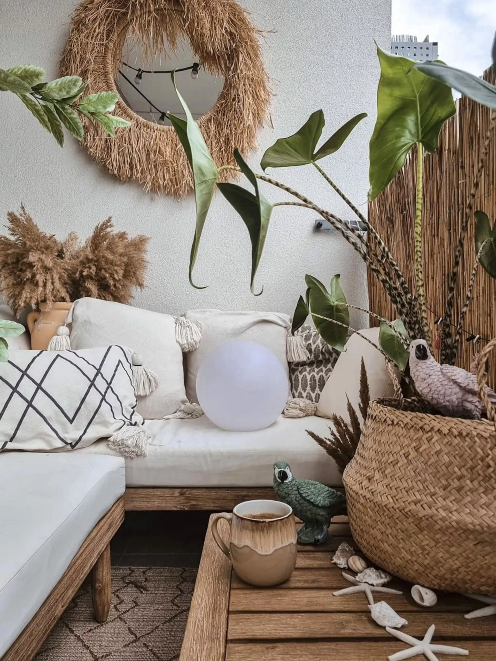 Beliani Zestaw Ogrodowy Drewno Akacjowe 4-osobowy Lewostronny Złamana Biel CREMONA - obrazek 10