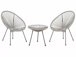 Beliani Zestaw Mebli Balkonowych Z Technorattanu Jasnoszary ACAPULCO II