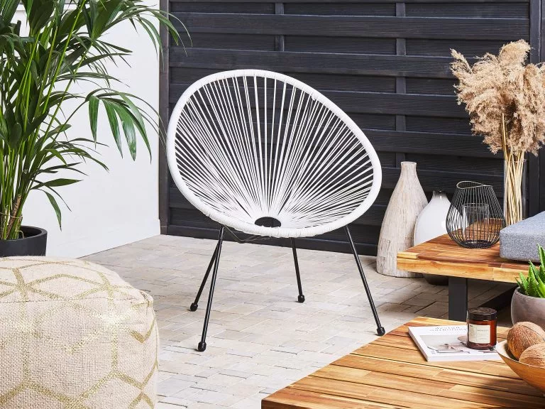 Beliani Krzesło Z Technorattanu Białe ACAPULCO II - obrazek 2