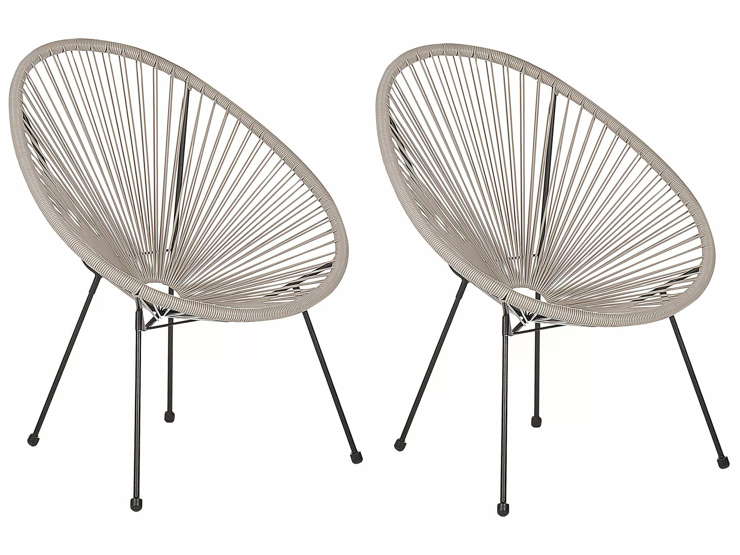 Beliani Zestaw 2 Krzeseł Z Technorattanu Jasnoszary ACAPULCO II