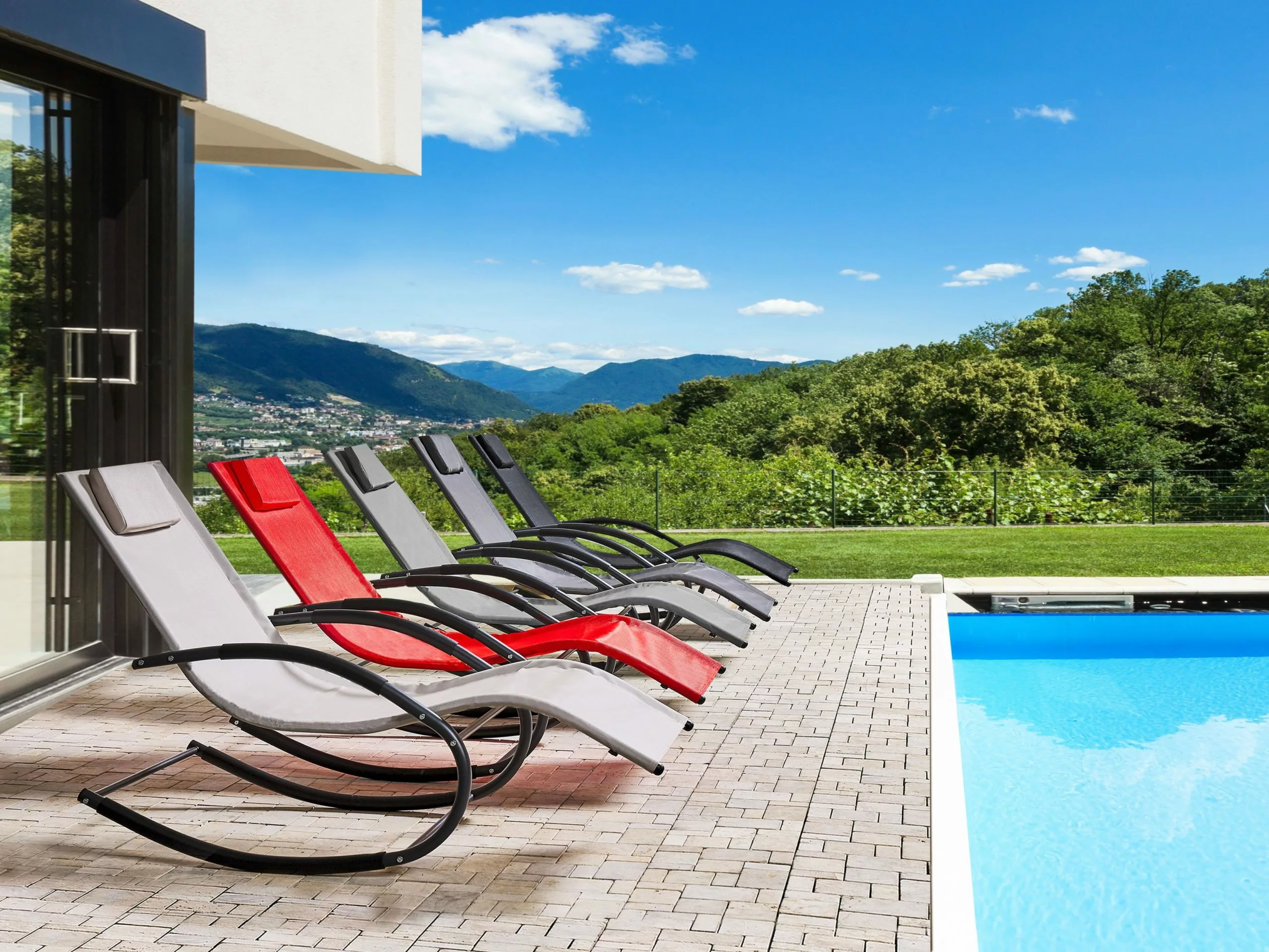 Beliani Leżak Ogrodowy Bujany Czarny CARANO II - obrazek 3