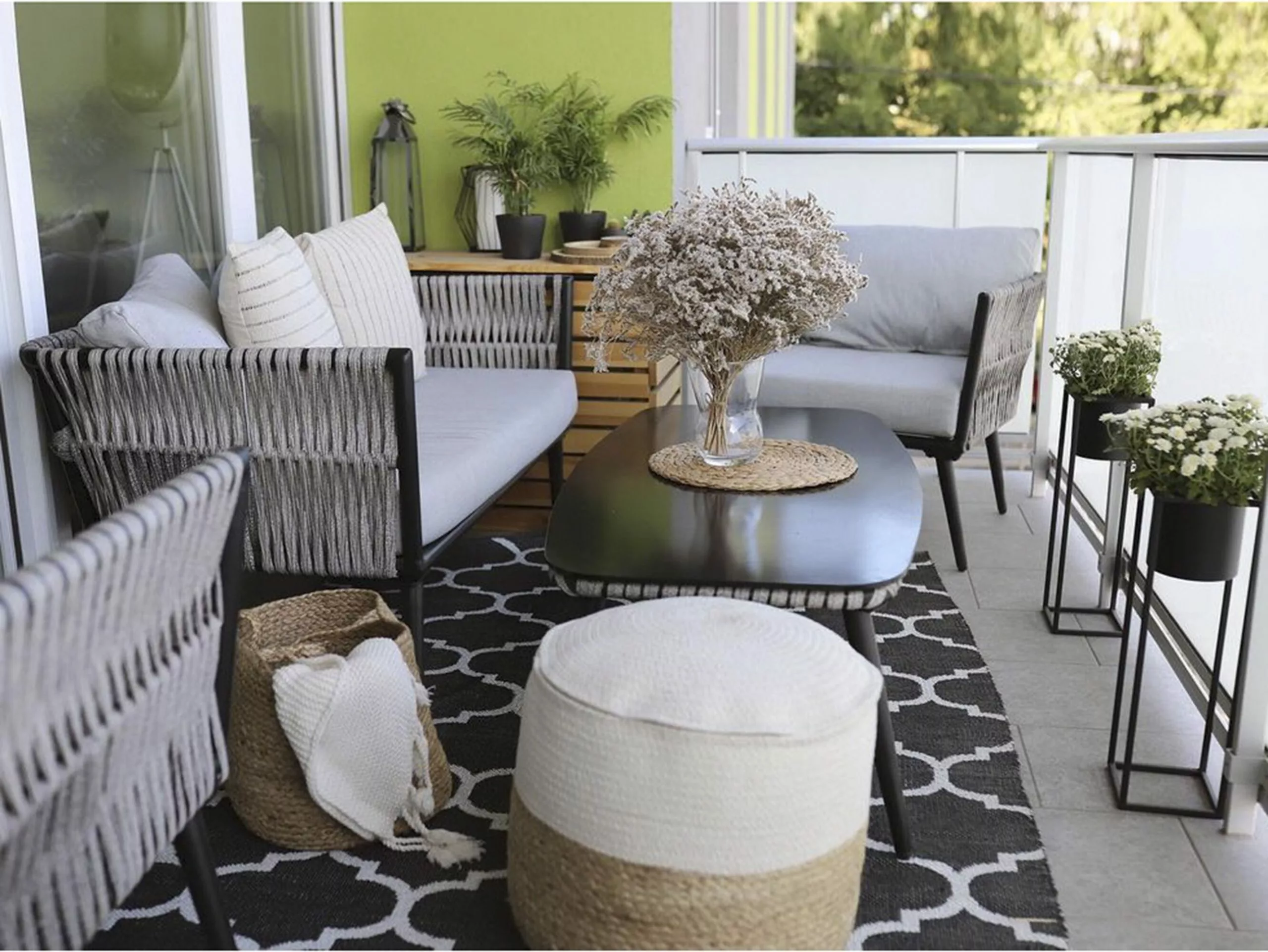 Beliani Zestaw Ogrodowy Z Technorattanu 4-osobowy Szaro-czarny PREVEZA - obrazek 10