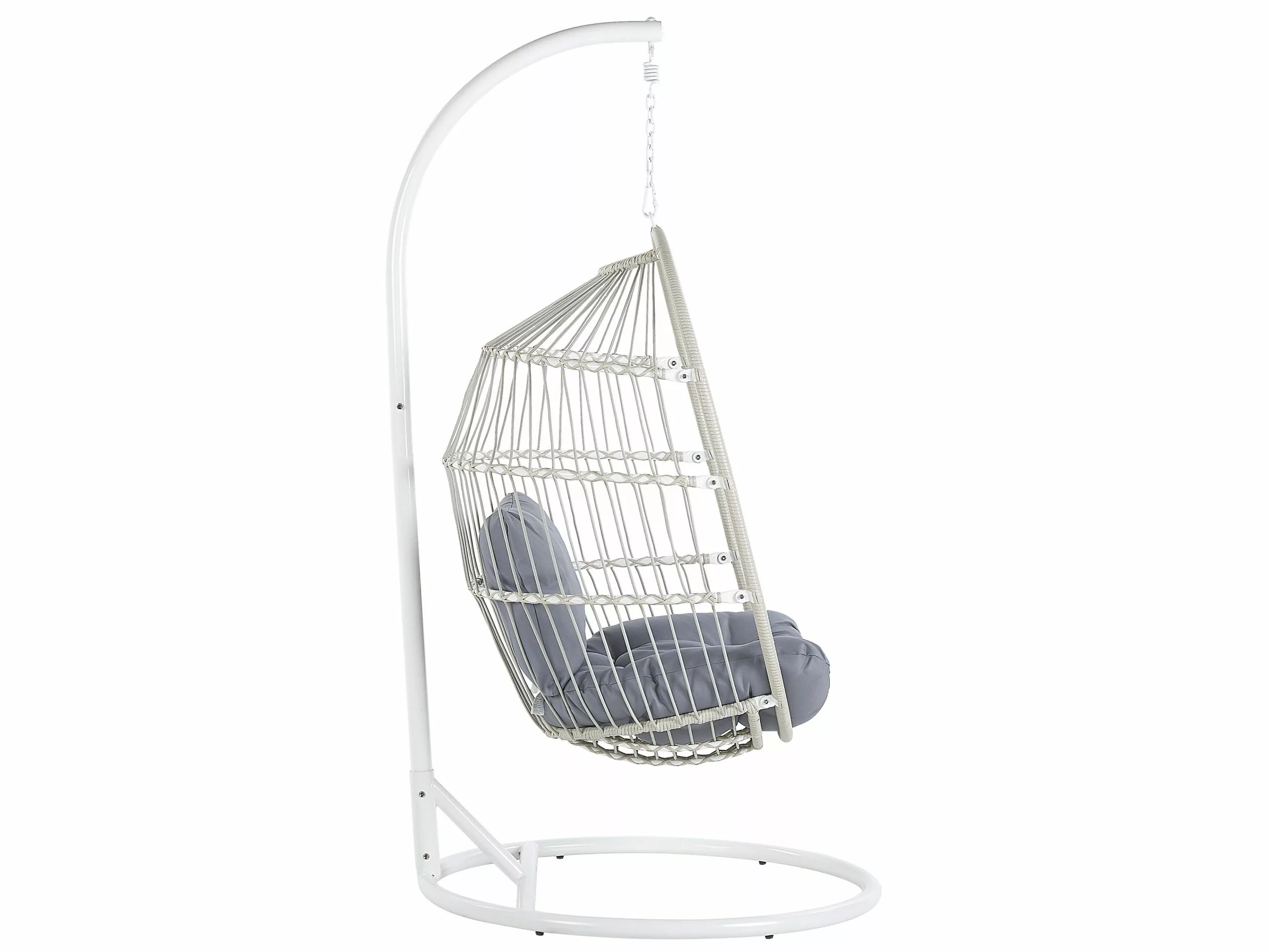 Beliani Fotel Wiszący Ze Stojakiem Z Technorattanu Biały ALBA - obrazek 5