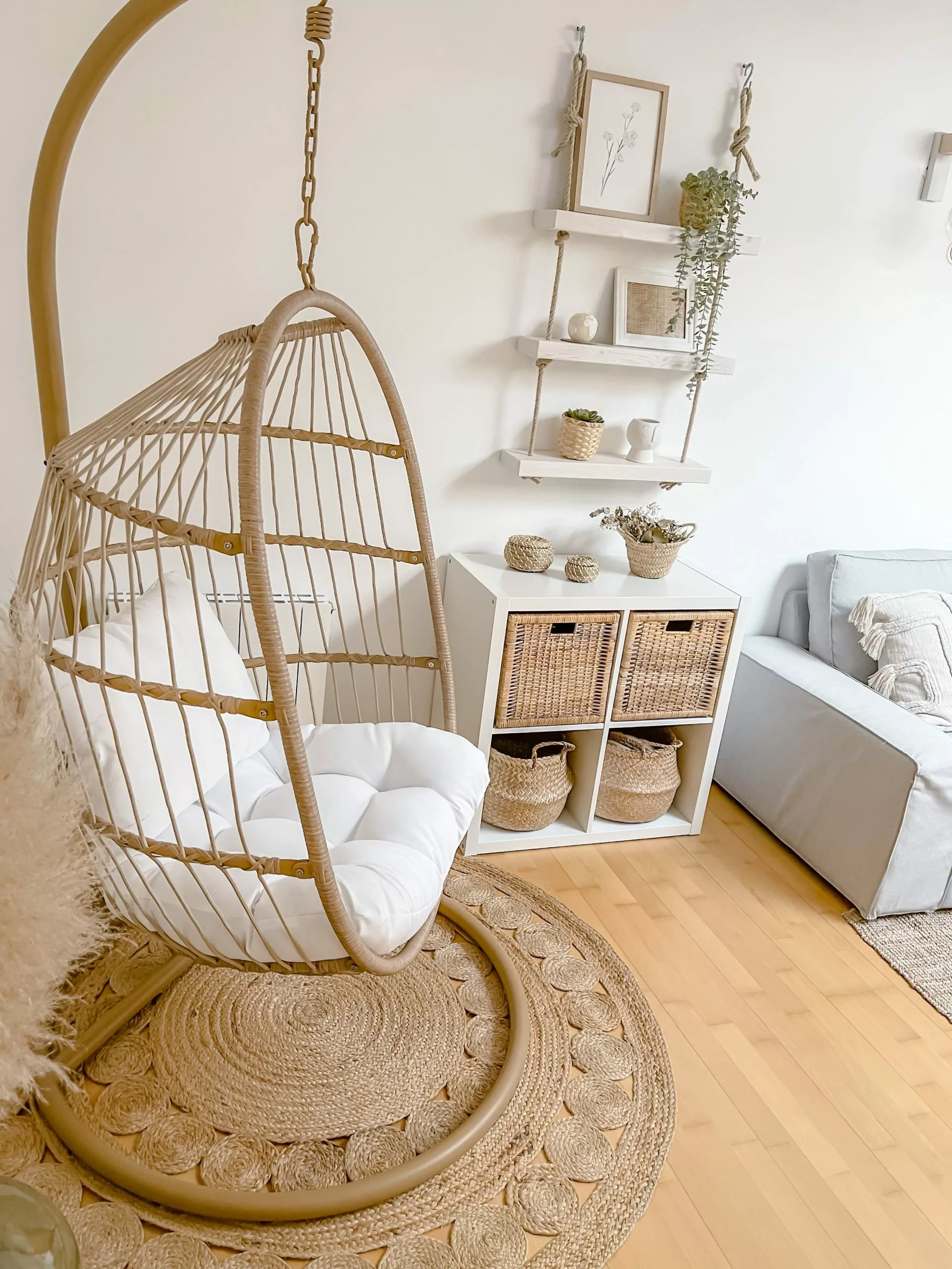 Beliani Fotel Wiszący Ze Stojakiem Z Technorattanu Naturalny ALBA - obrazek 10