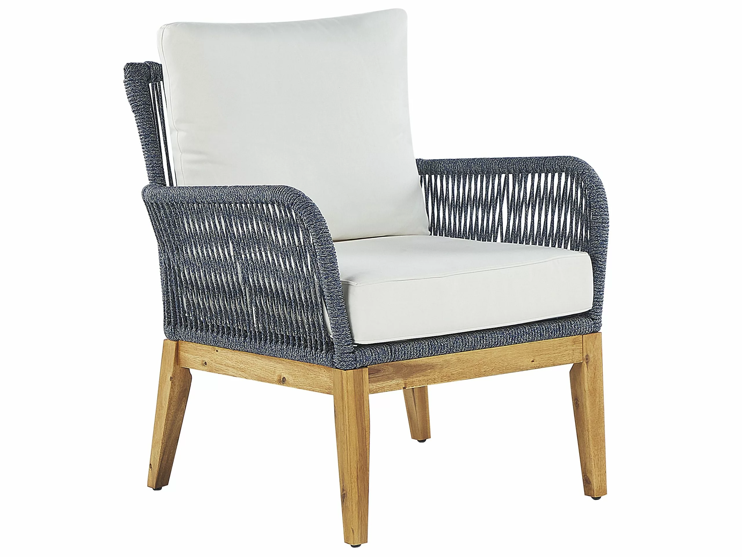 Beliani Zestaw Ogrodowy Drewniany 4-osobowy Biało-niebieski MERANO II - obrazek 9