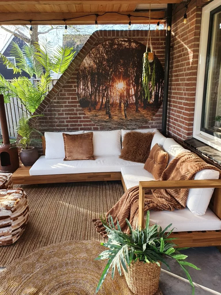 Beliani Zestaw Ogrodowy Drewno Akacjowe 5-osobowy Lewostronny Złamana Biel MARETTIMO - obrazek 6