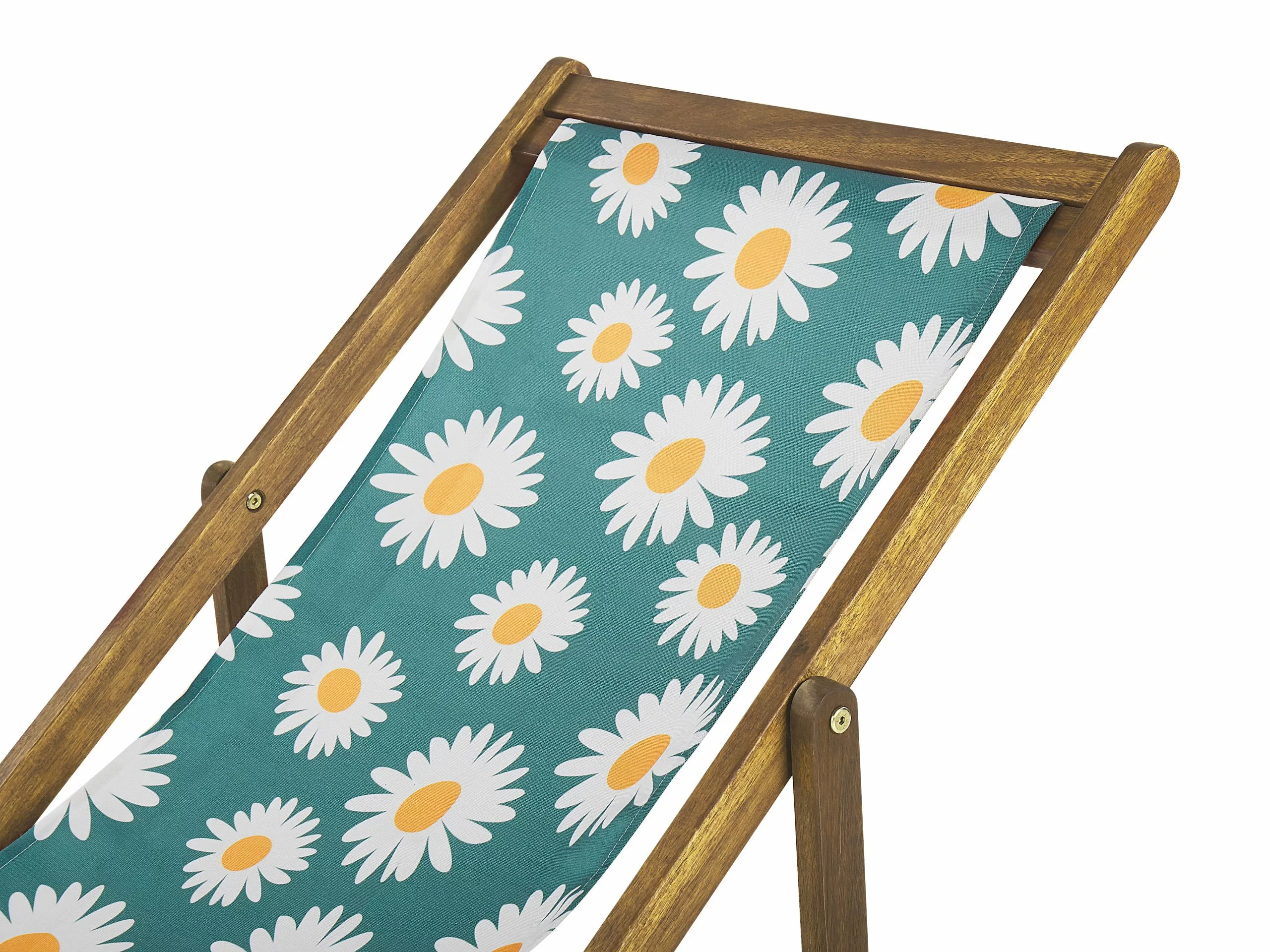 Beliani Zestaw 2 Leżaków Ogrodowych Jasne Drewno Akacjowe Wzór W Rumianek ANZIO - obrazek 4