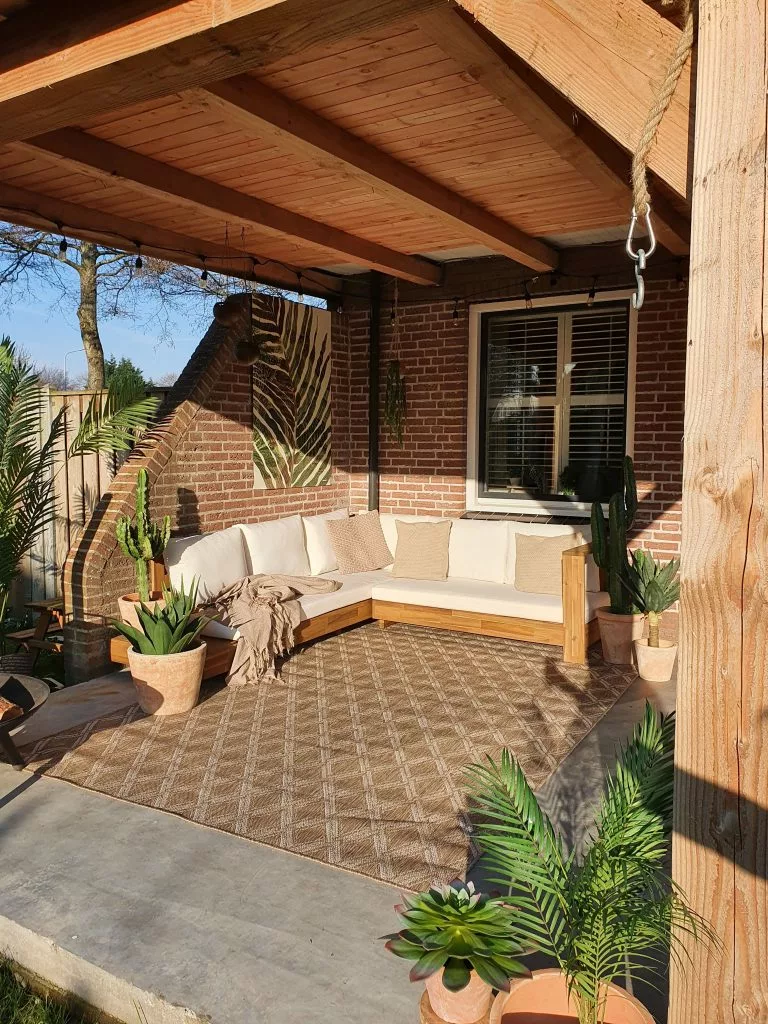 Beliani Zestaw Ogrodowy Drewno Akacjowe 5-osobowy Lewostronny Złamana Biel MARETTIMO - obrazek 9