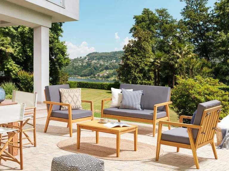 Beliani Zestaw Ogrodowy Drewniany 4-osobowy Ciemnoszary PALLANO - obrazek 2