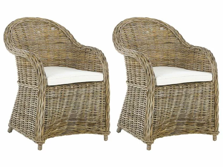Beliani Zestaw 2 Foteli Ogrodowych Rattanowy Naturalny SUSUA