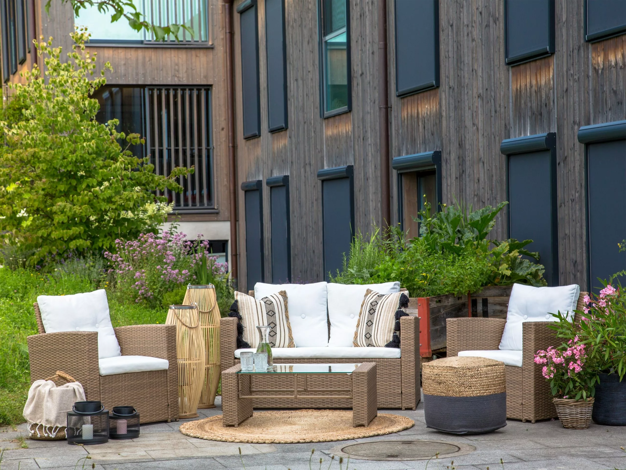 Beliani Zestaw Ogrodowy Z Technorattanu 4-osobowy Jasnobrązowy LUCA - obrazek 6