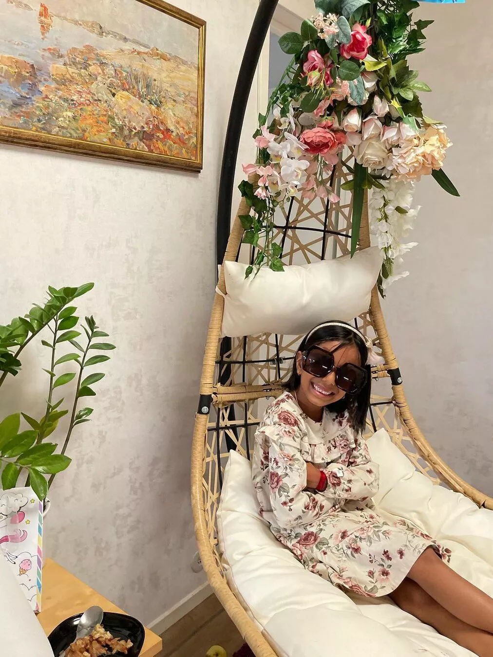 Beliani Fotel Wiszący Ze Stojakiem Z Technorattanu Naturalny ATRI II - obrazek 5