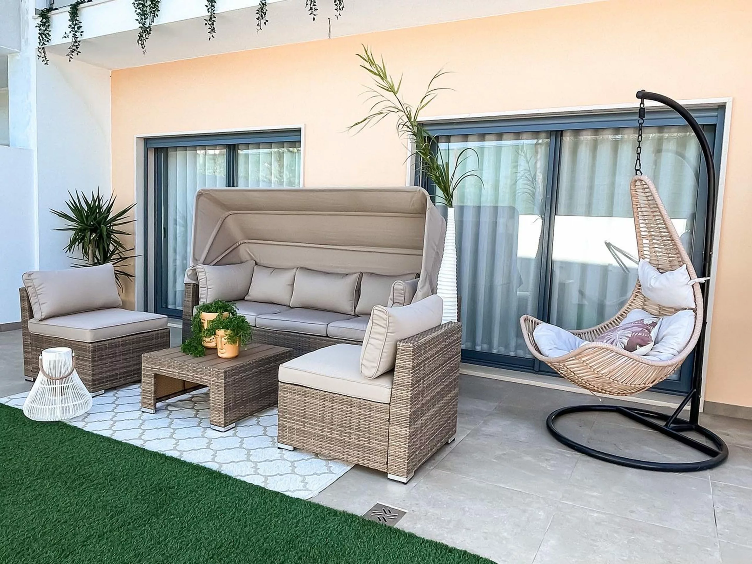 Beliani Fotel Wiszący Ze Stojakiem Z Technorattanu Naturalny ATRI II - obrazek 6