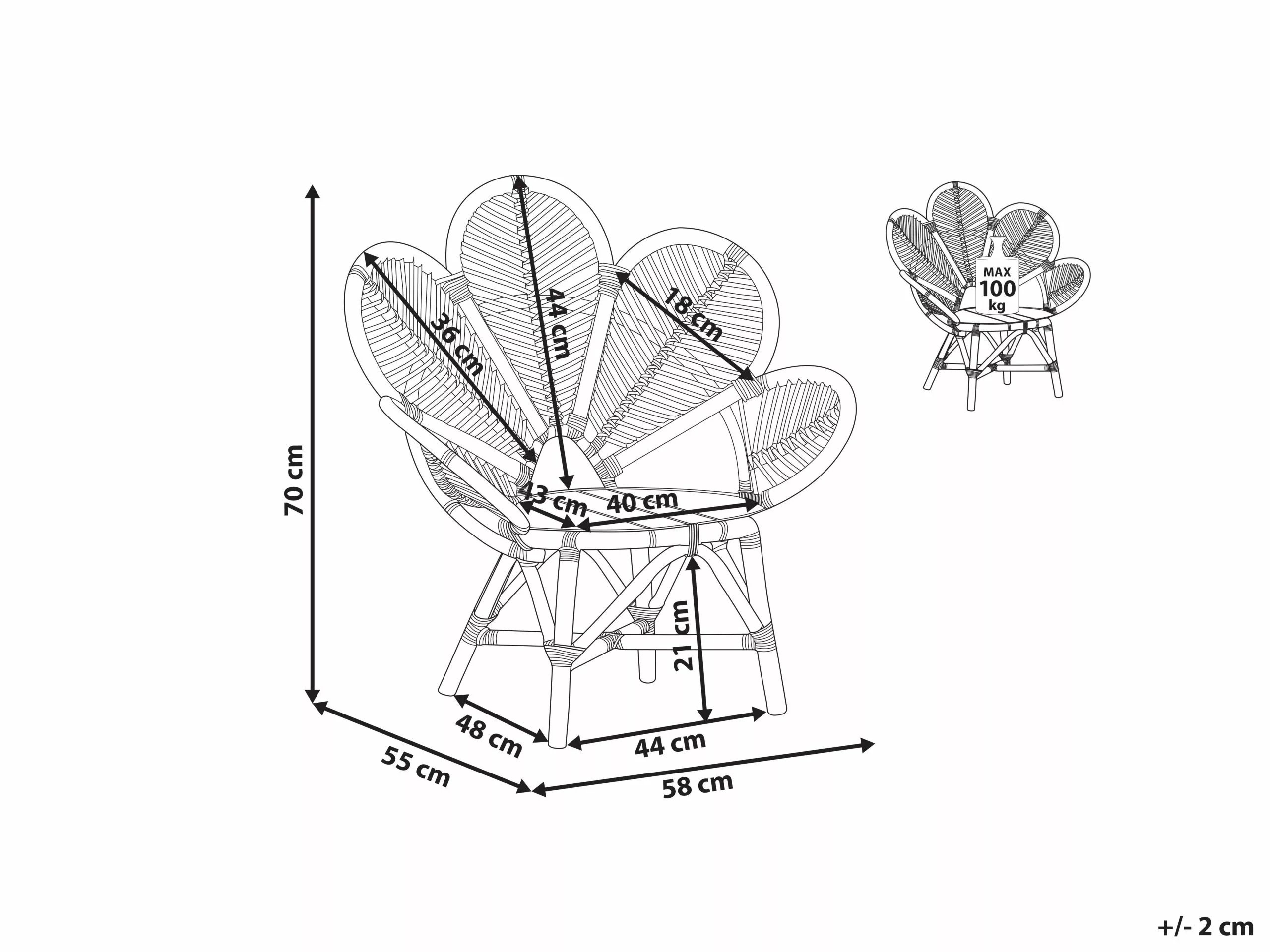 Beliani Fotel Paw Rattanowy Dla Dzieci Naturalny FLORENTINE II - obrazek 9