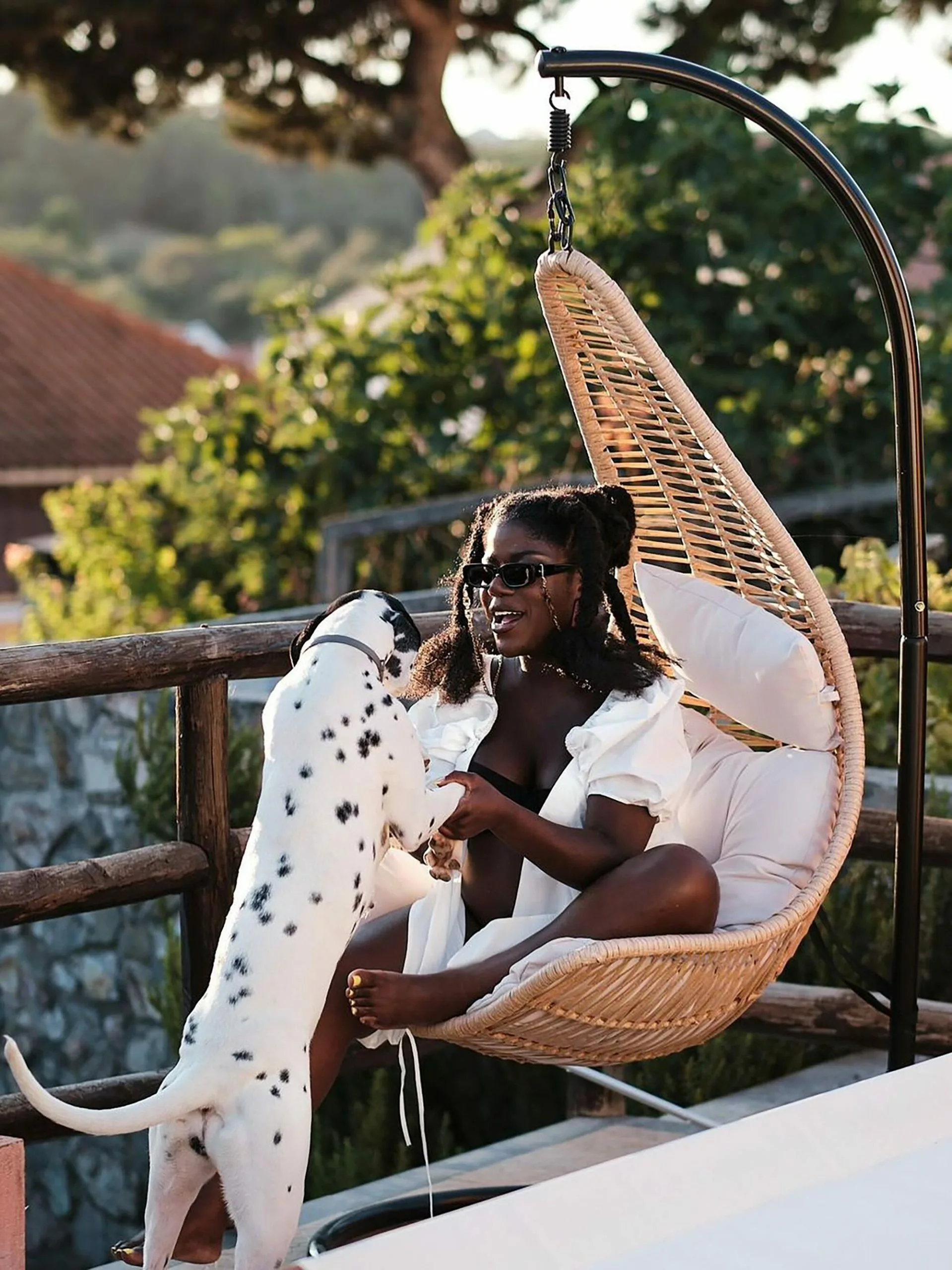 Beliani Fotel Wiszący Ze Stojakiem Z Technorattanu Naturalny ATRI II - obrazek 9