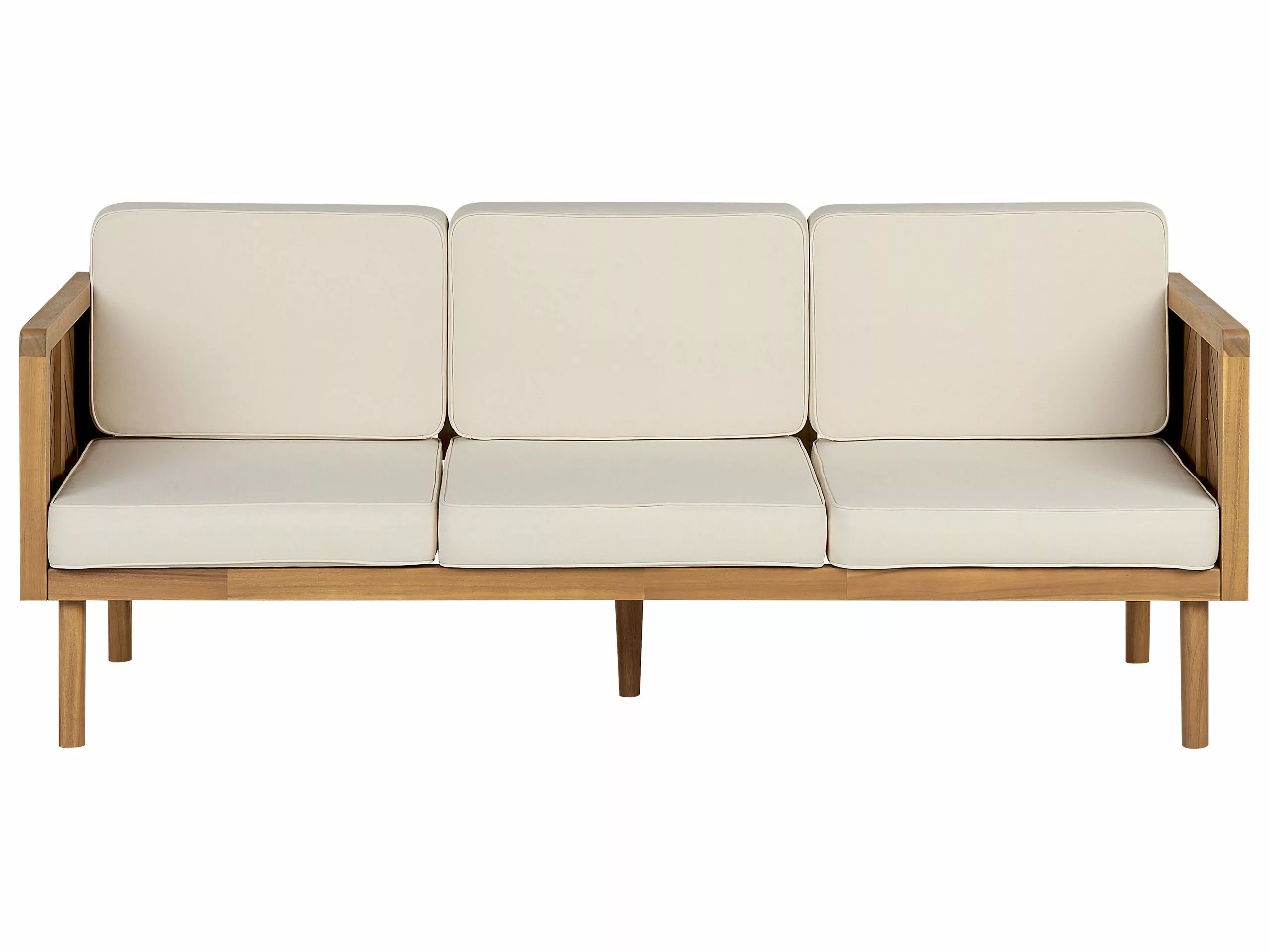 Beliani Zestaw Ogrodowy Drewniany 5-osobowy Ze Stolikiem Kawowym I Podnóżkiem Biały BARATTI - obrazek 7