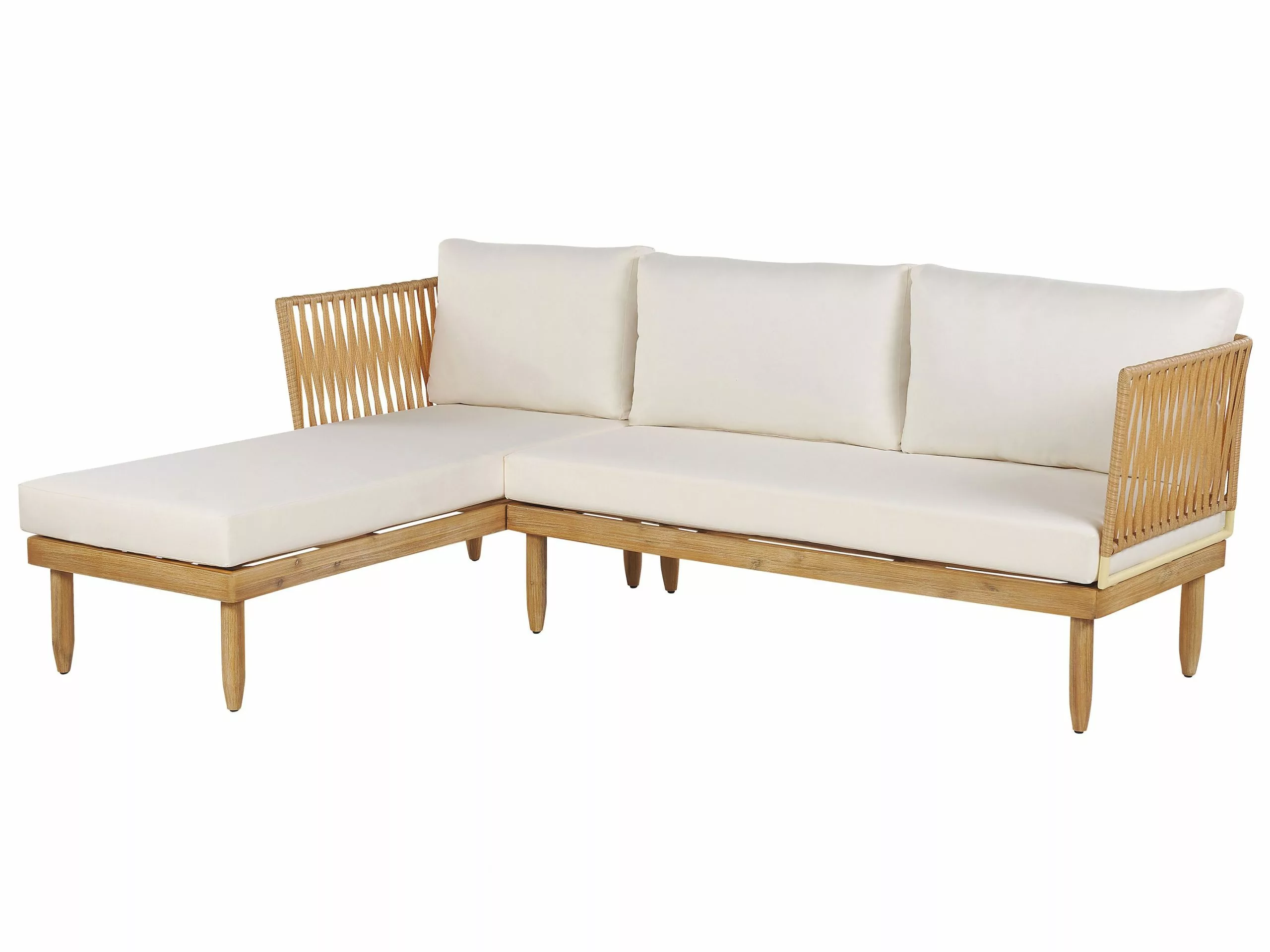 Beliani Zestaw Ogrodowy Drewno Akacjowe 4-osobowy Prawostronny Złamana Biel CREMONA - obrazek 6