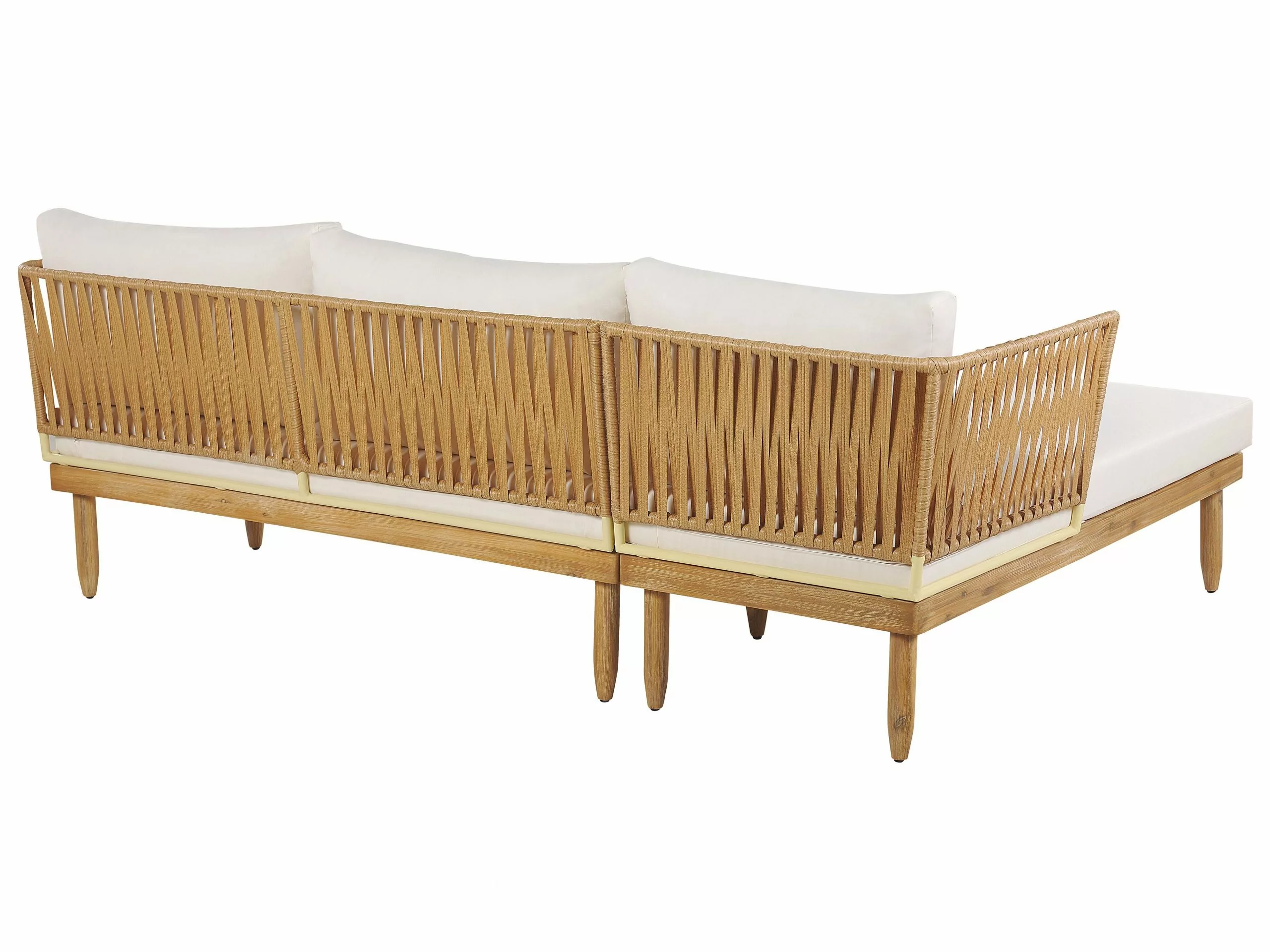 Beliani Zestaw Ogrodowy Drewno Akacjowe 4-osobowy Prawostronny Złamana Biel CREMONA - obrazek 8