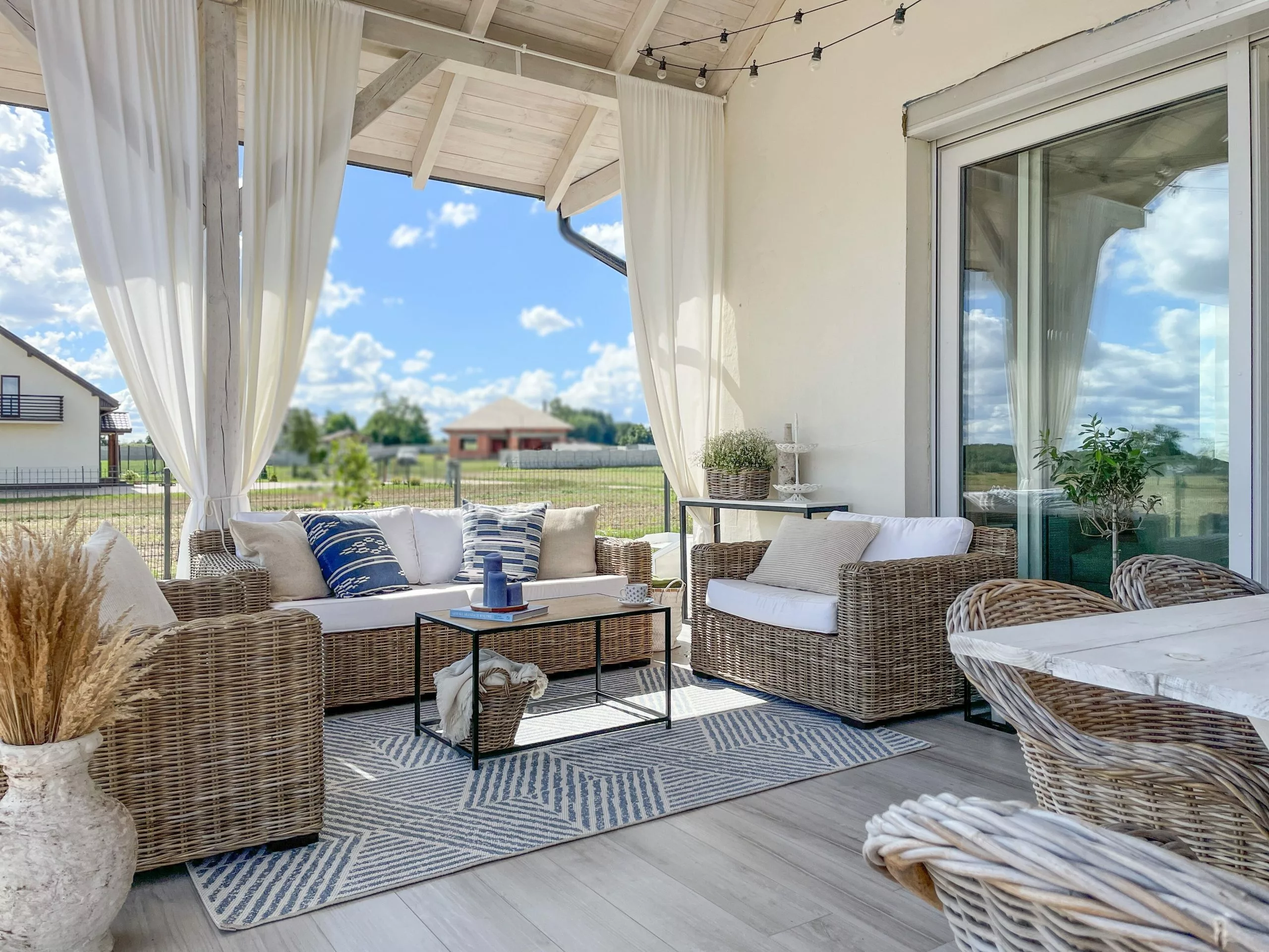 Beliani Zestaw Ogrodowy Rattanowy 4-osobowy Naturalny ARDEA - obrazek 9