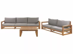 Beliani Zestaw Ogrodowy Drewniany 5-osobowy Jasny TIMOR II