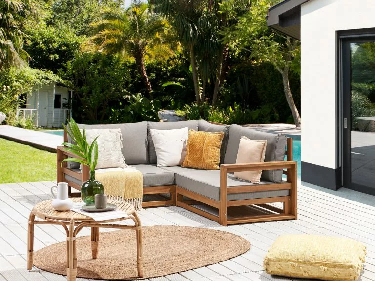 Beliani Sofa Ogrodowa 2-osobowa Narożna Jasna TIMOR II - obrazek 2