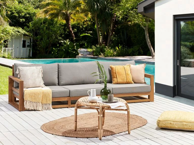 Beliani Sofa Ogrodowa 3-osobowa Jasna TIMOR II - obrazek 2