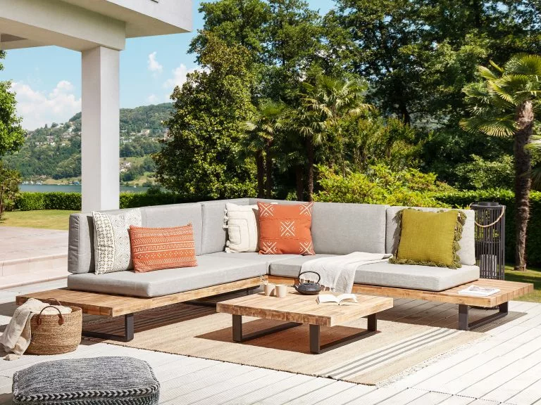 Beliani Zestaw Ogrodowy Drewniany 5-osobowy Jasnoszary MYKONOS II - obrazek 2