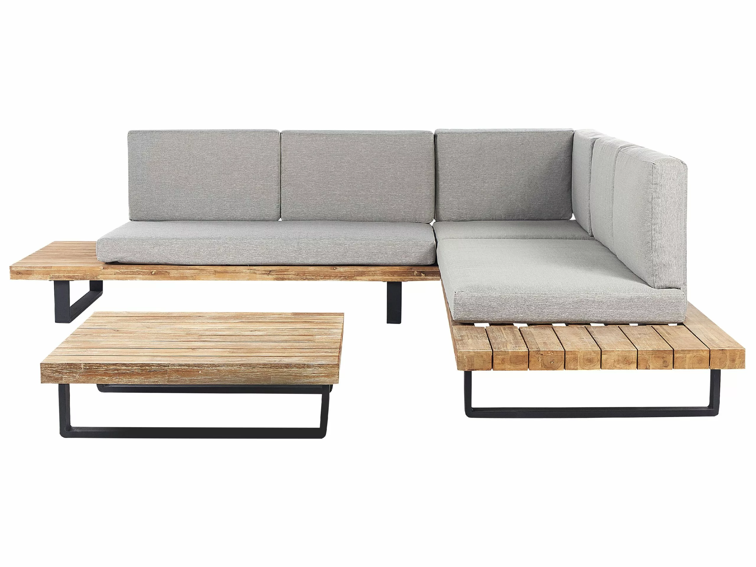 Beliani Zestaw Ogrodowy Drewniany 5-osobowy Jasnoszary MYKONOS II