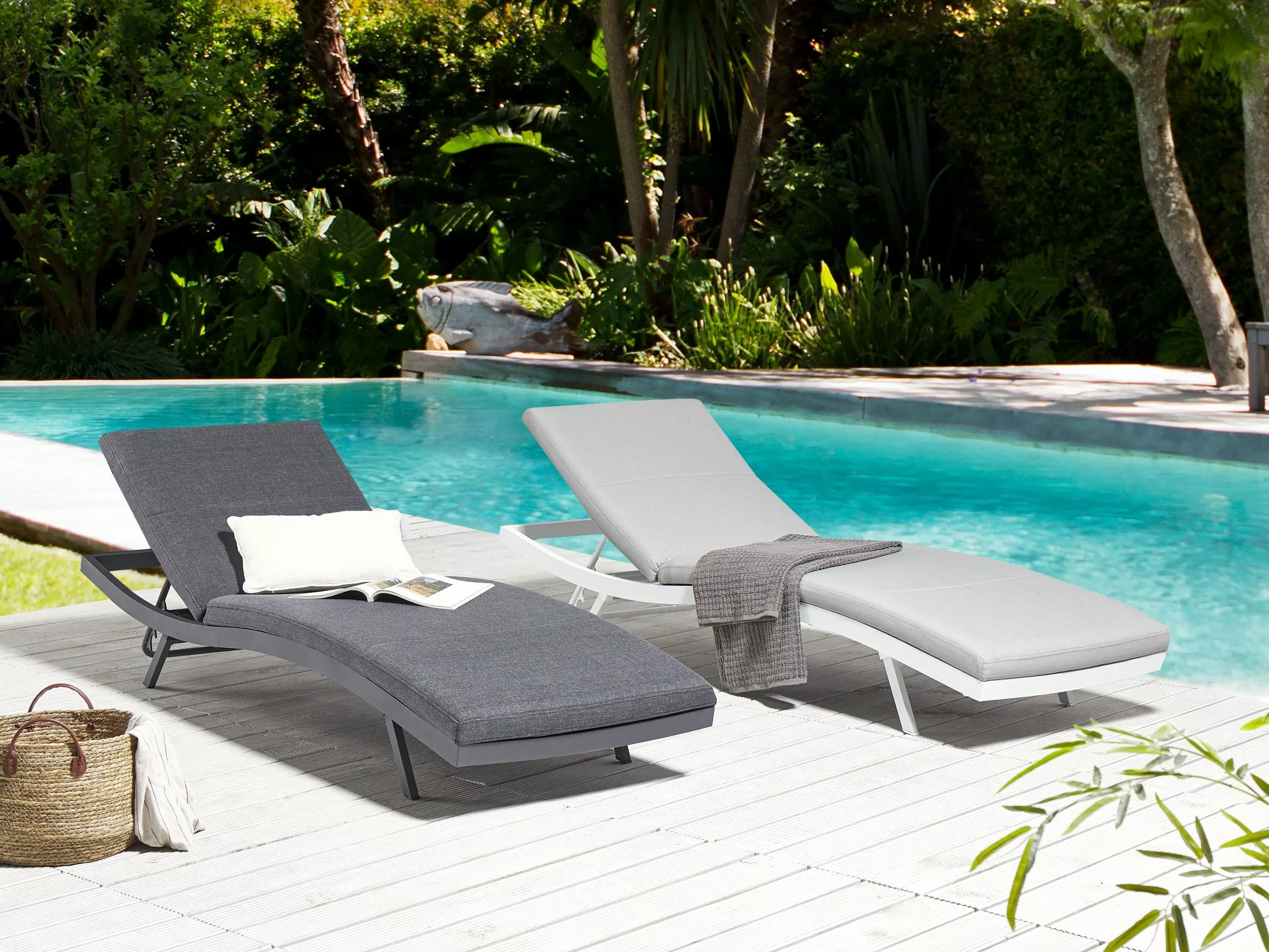 Beliani Leżak Ogrodowy Ciemnoszary AMELIA - obrazek 2